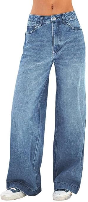 Light-wash wide-leg jeans