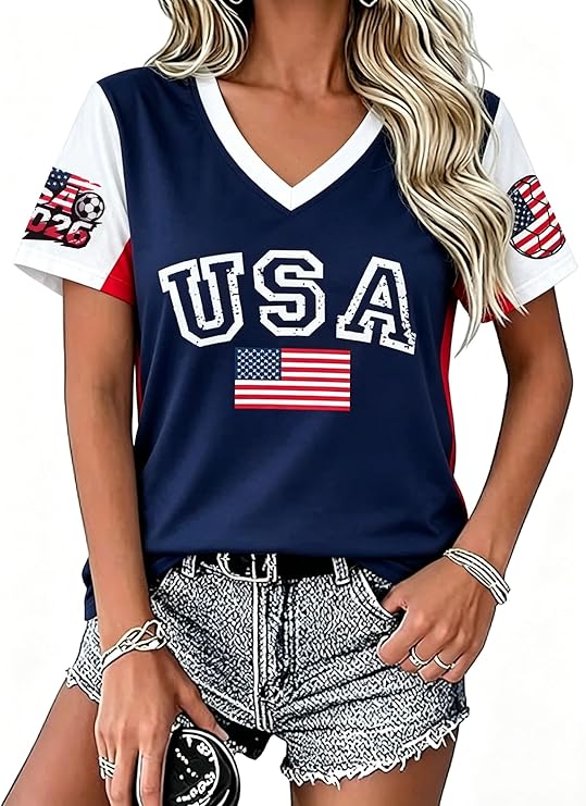 Navy USA football jersey for women